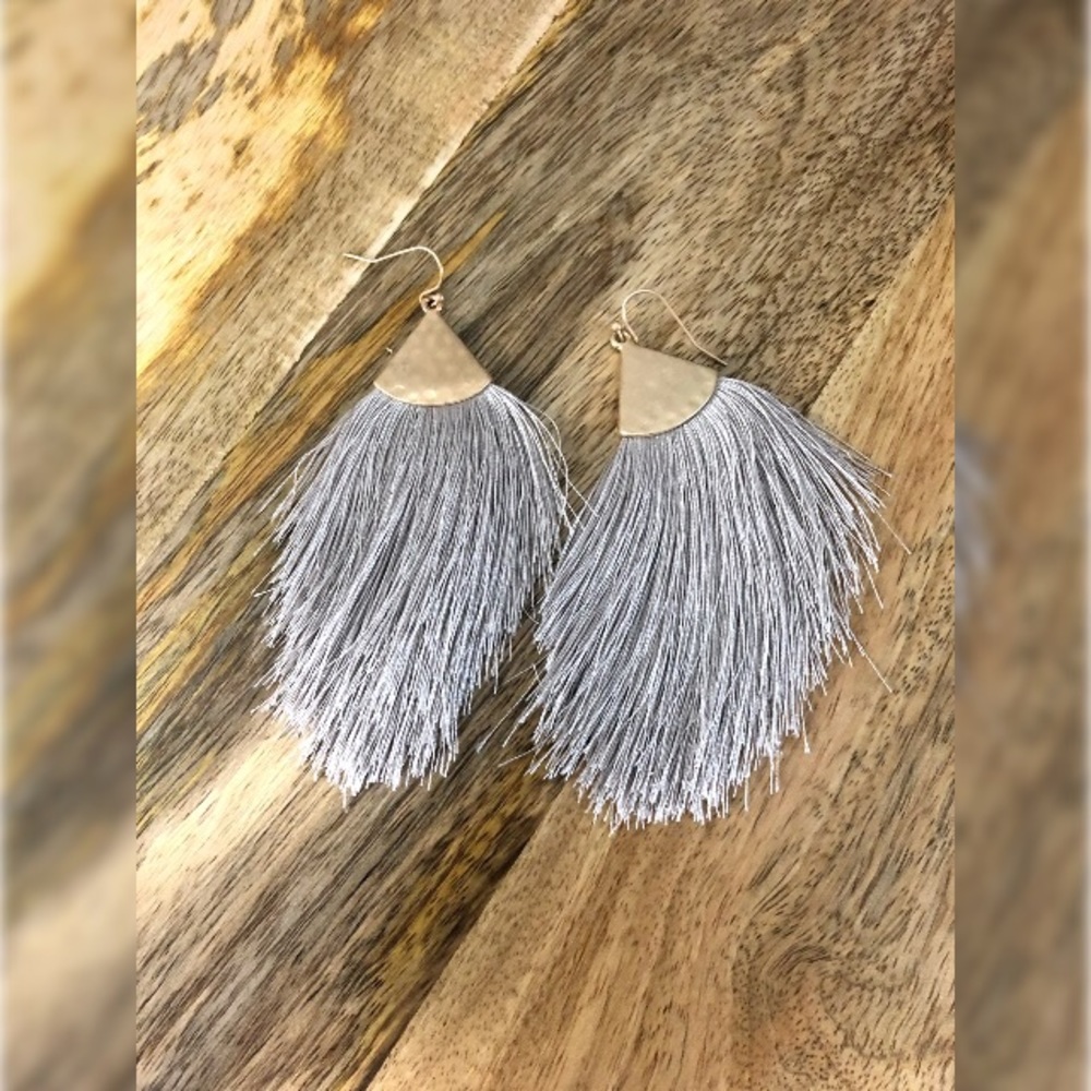 New gray tassel earrings